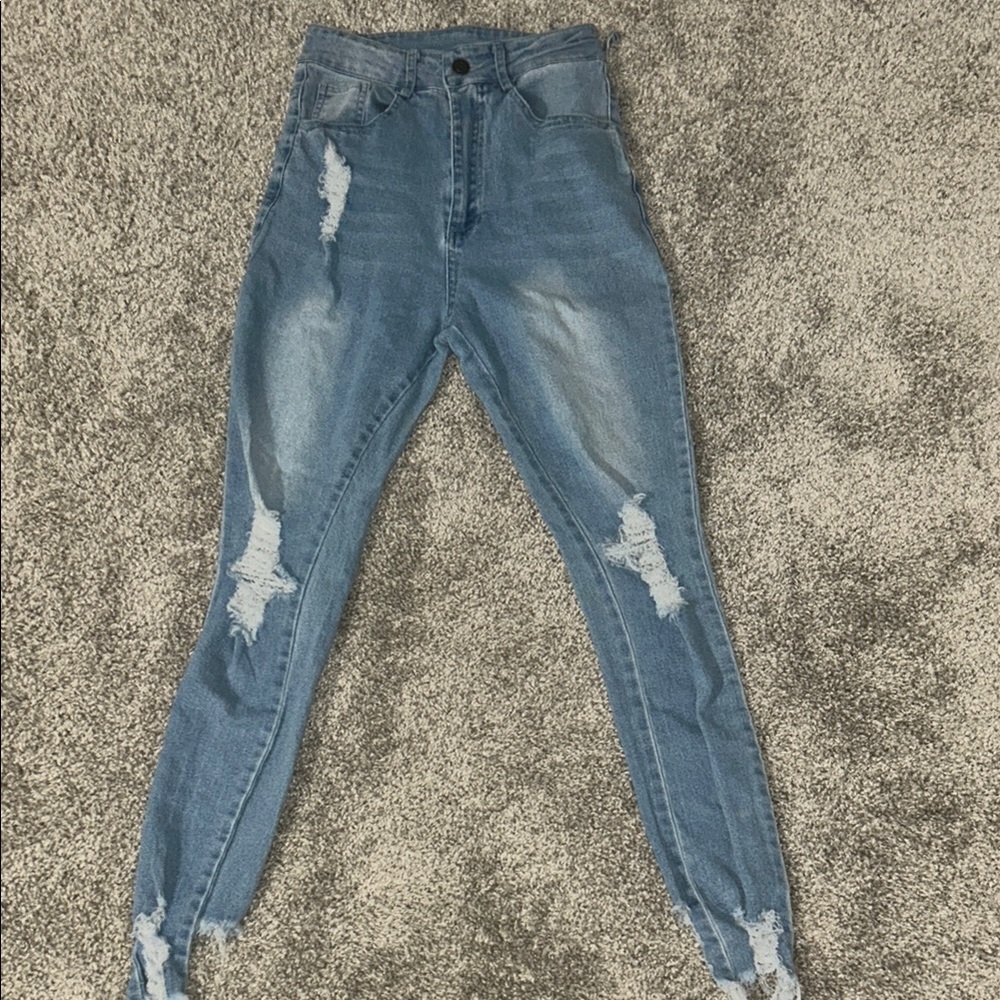 Women's Distressed Blue Jeans